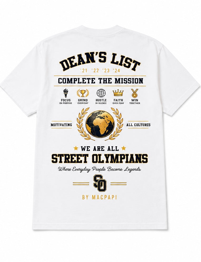 🎓 Street Olympics University™

Dean’s List Edition – White Tee

Class of Everyday Survival.