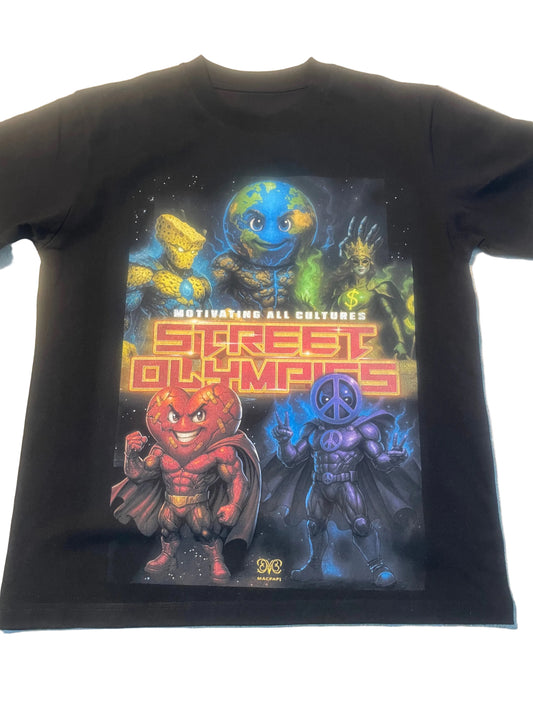 Street Olympics™ Super Heroes Black T-Shirt